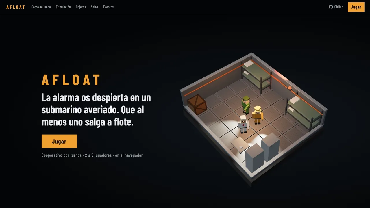 Portada de AFLOAT: el submarino en 3D gira detrás del logo